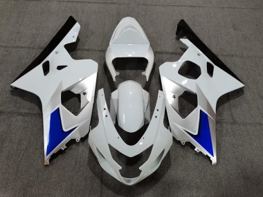 2004-2005 Blue White and Silver Style GSXR 600-750 Motorcycle Fairings