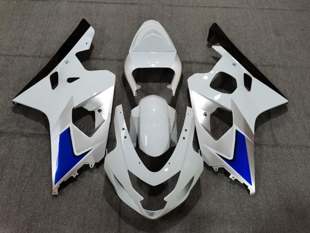 2004-2005 Blue White and Silver Style GSXR 600-750 Motorcycle Fairings
