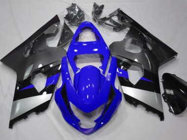 2004-2005 Blue and Silver GSXR 600-750 Motorcycle Fairings