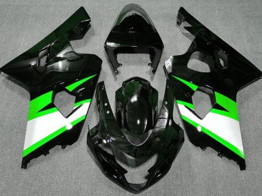2004-2005 Gloss Black & Green GSXR 600-750 Motorcycle Fairings