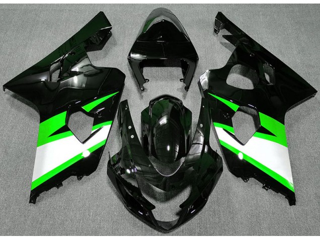 2004-2005 Gloss Black & Green GSXR 600-750 Motorcycle Fairings