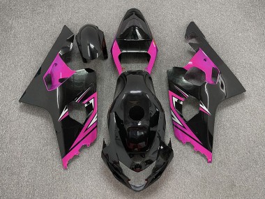 2004-2005 Gloss Black and Pink GSXR 600-750 Motorcycle Fairings