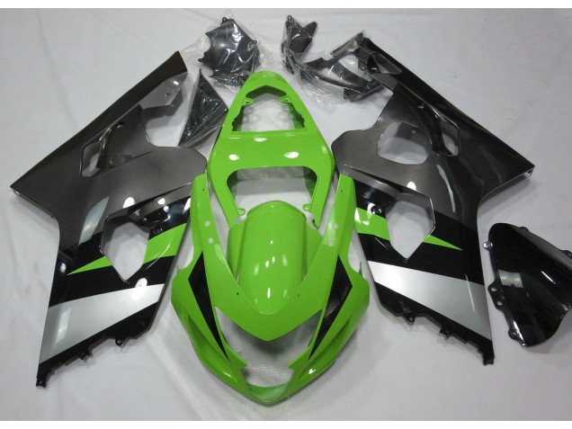 2004-2005 Green and Silver GSXR 600-750 Motorcycle Fairings