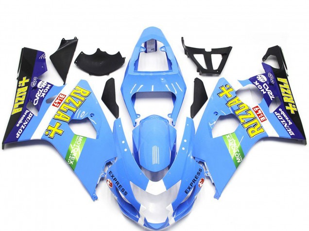 2004-2005 Light Blue Rizla Style GSXR 600-750 Motorcycle Fairings