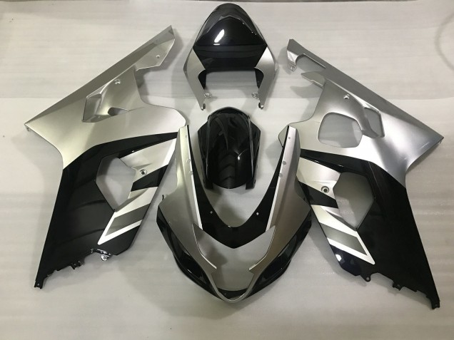 2004-2005 Matte Silver and Black GSXR 600-750 Motorcycle Fairings