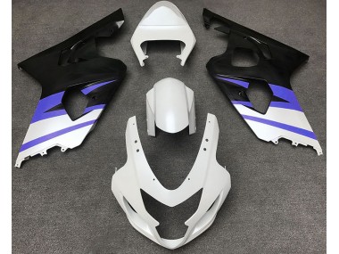 2004-2005 Matte White & Blue GSXR 600-750 Motorcycle Fairings