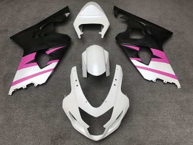 2004-2005 Matte White & Pink GSXR 600-750 Motorcycle Fairings