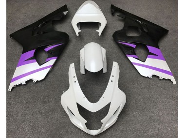 2004-2005 Matte White & Purple GSXR 600-750 Motorcycle Fairings