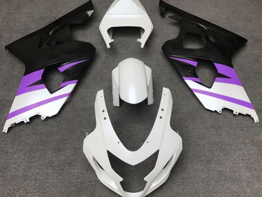 2004-2005 Matte White & Purple GSXR 600-750 Motorcycle Fairings