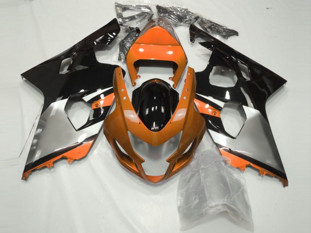 2004-2005 Orange Silver and Black GSXR 600-750 Motorcycle Fairings
