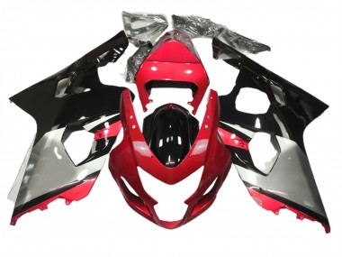 2004-2005 Red Silver and Black GSXR 600-750 Motorcycle Fairings