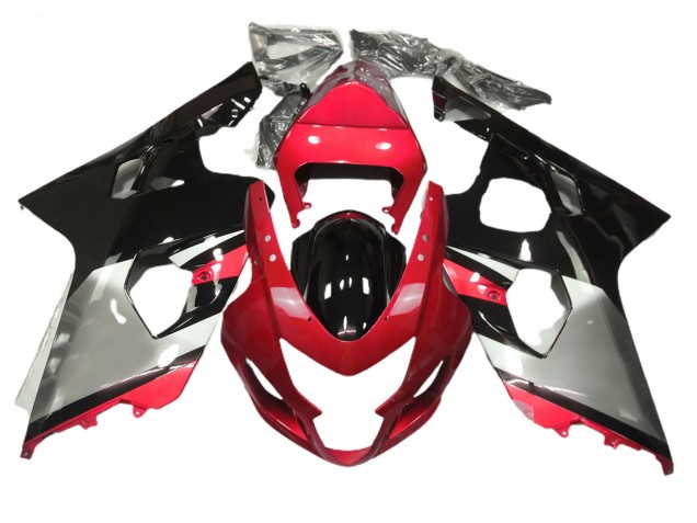 2004-2005 Red Silver and Black GSXR 600-750 Motorcycle Fairings