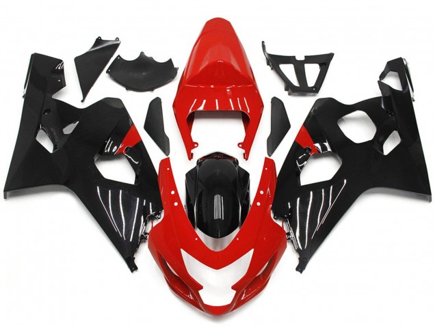 2004-2005 Red and Gloss Black Style GSXR 600-750 Motorcycle Fairings