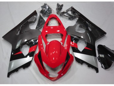 2004-2005 Red and Silver Gloss GSXR 600-750 Motorcycle Fairings
