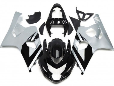 2004-2005 Silver and Gloss Black OEM Style GSXR 600-750 Motorcycle Fairings