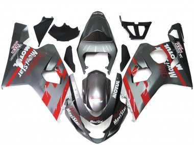 2004-2005 Silver and Red MoviStar GSXR 600-750 Motorcycle Fairings