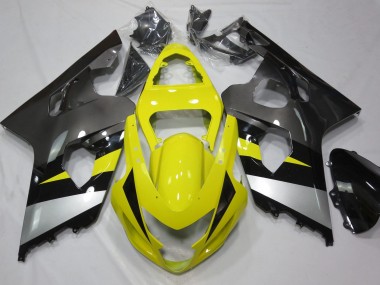2004-2005 Yellow and Grey GSXR 600-750 Motorcycle Fairings