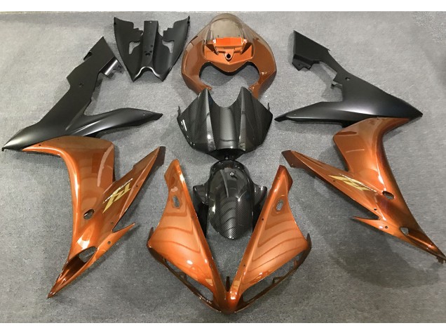 2004-2006 Gloss Orange and Carbon Fiber Style R1 Motorcycle Fairings