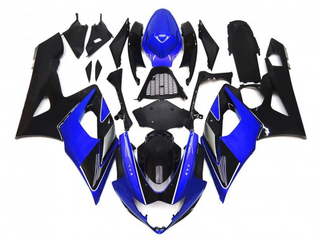 2005-2006 Black and Blue Gloss with silver GSXR 1000 Motorcycle Fairings