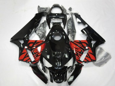 2005-2006 Black and Tribal Red CBR600RR Motorcycle Fairings