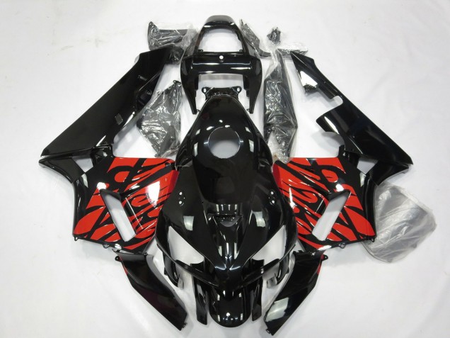 2005-2006 Black and Tribal Red CBR600RR Motorcycle Fairings