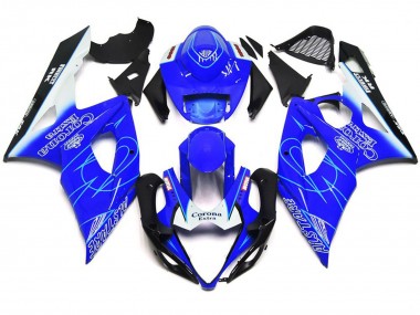 2005-2006 Blue and White Corona Style GSXR 1000 Motorcycle Fairings
