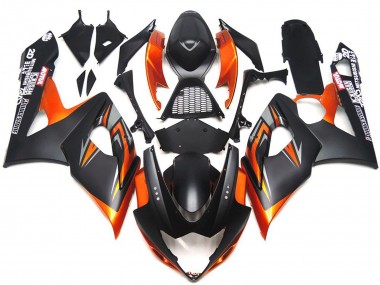 2005-2006 Custom Matte and Gloss Black and Orange GSXR 1000 Motorcycle Fairings
