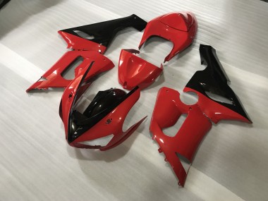 2005-2006 Custom Red and Black ZX6R Motorcycle Fairings
