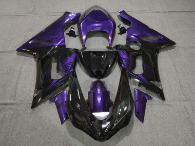 2005-2006 Gloss Black and Purple ZX6R Motorcycle Fairings
