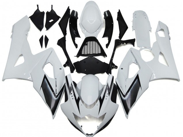 2005-2006 Gloss White Style with Silver Hints GSXR 1000 Motorcycle Fairings