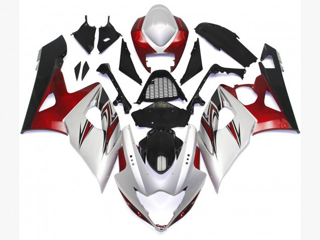 2005-2006 Gloss White Style with Silver Hints and Bronze GSXR 1000 Motorcycle Fairings