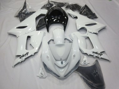2005-2006 Gloss White with Black tail ZX6R Motorcycle Fairings