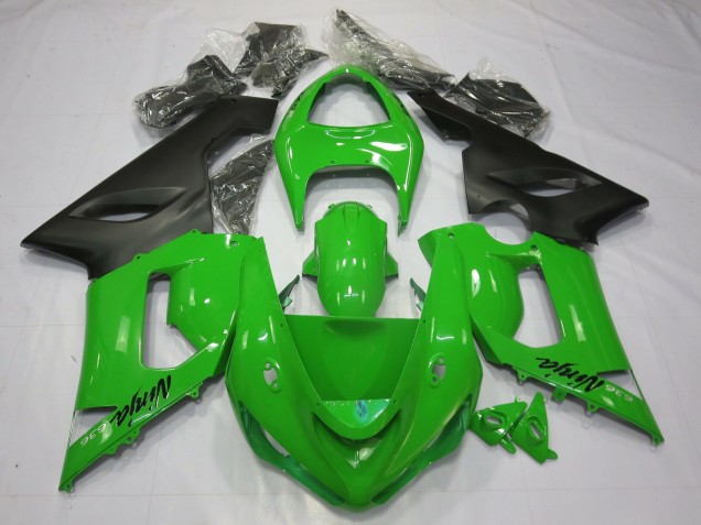 2005-2006 Green Black ZX6R Motorcycle Fairings