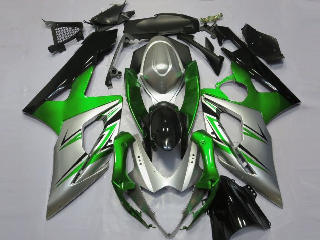 2005-2006 Green Silver and Black GSXR 1000 Motorcycle Fairings