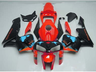 2005-2006 Light Blue Splatter on Red CBR600RR Motorcycle Fairings