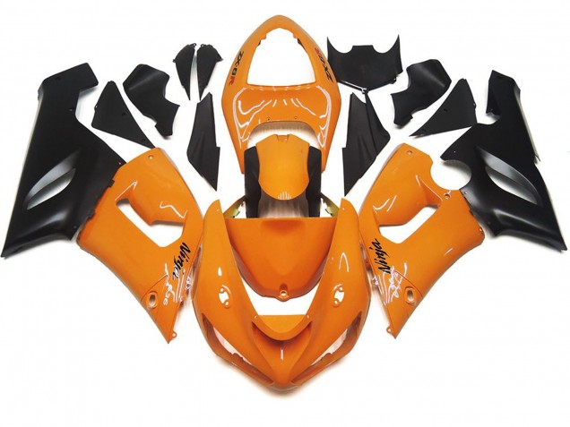 2005-2006 Light Orange and Black ZX6R Motorcycle Fairings