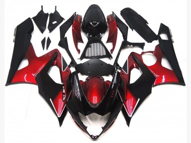 2005-2006 Maroon red and Gloss Black GSXR 1000 Motorcycle Fairings