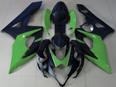 2005-2006 Matte Black & Green GSXR 1000 Motorcycle Fairings