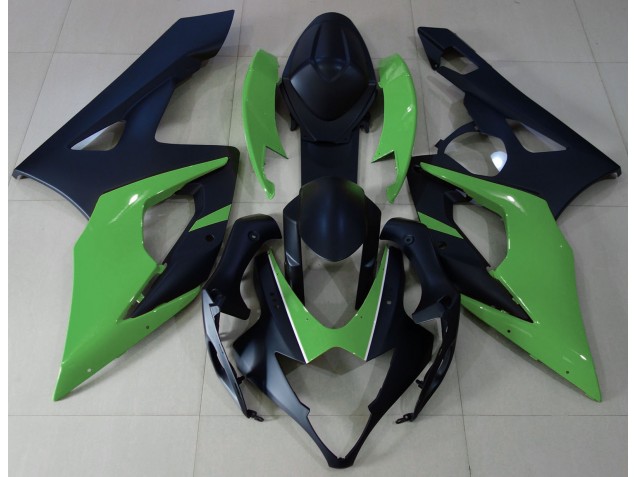 2005-2006 Matte Black & Green GSXR 1000 Motorcycle Fairings