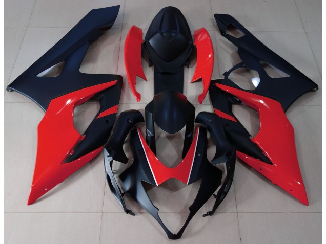 2005-2006 Matte Black & Red GSXR 1000 Motorcycle Fairings