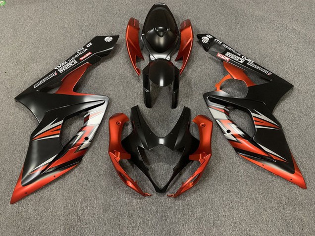 2005-2006 Matte Black and Orange GSXR 1000 Motorcycle Fairings