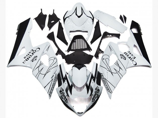 2005-2006 OEM White Corona Style GSXR 1000 Motorcycle Fairings