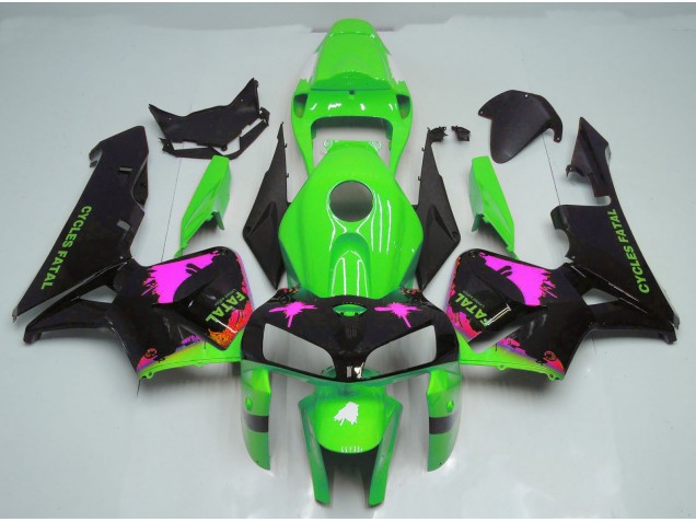 2005-2006 Pink Splatter on Green CBR600RR Motorcycle Fairings