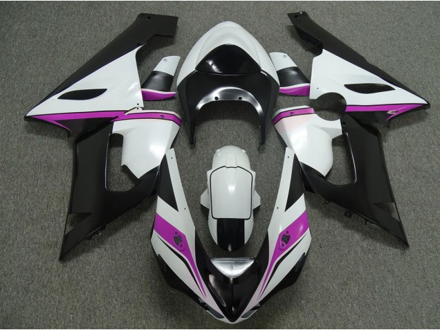 2005-2006 Pink White and Black ZX6R Motorcycle Fairings