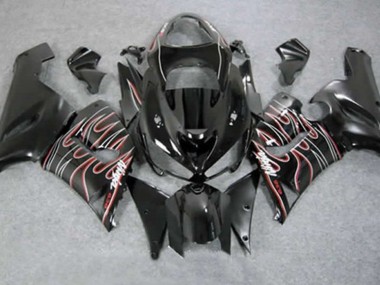 2005-2006 Red Black Flame ZX6R Motorcycle Fairings