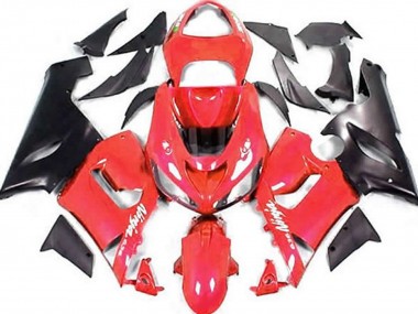 2005-2006 Red and Matte Black ZX6R Motorcycle Fairings