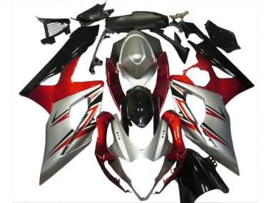 2005-2006 Red and Silver GSXR 1000 Motorcycle Fairings