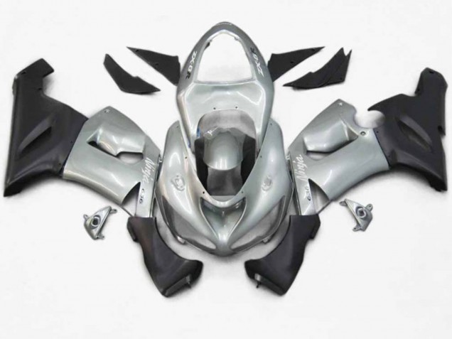 2005-2006 Silver Black Matte ZX6R Motorcycle Fairings
