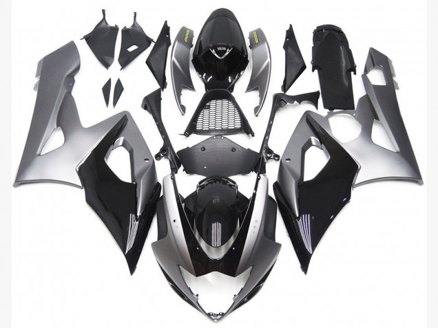 2005-2006 Silver and Gloss Black Style GSXR 1000 Motorcycle Fairings