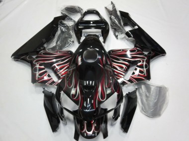 2005-2006 Silver and Red Flame CBR600RR Motorcycle Fairings